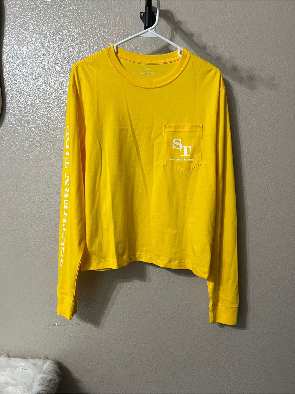 Southern Tide Sunny Yellow Pocket Long Sleeve Tee
